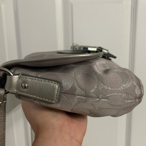 COACH Gray Silver Signature Canvas Crossbody - Picture 4 of 12